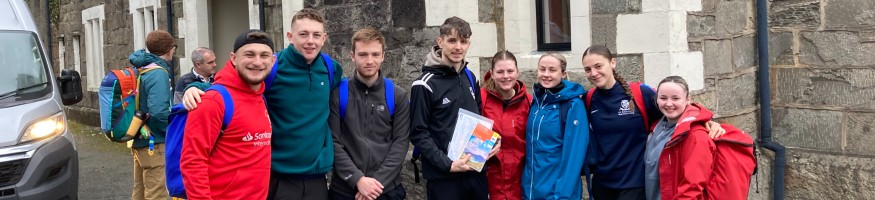 Sport and PE students at a hill walking course at Plas Caerdeon.